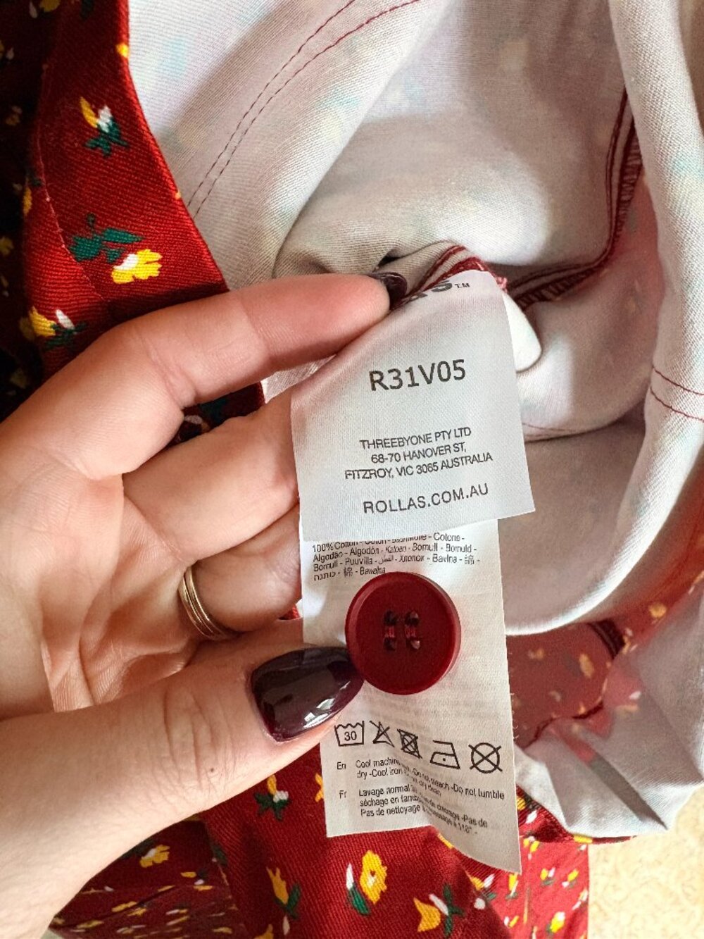 Rolla’s Alpine Floral Hamptons Romper Red Button Front Shorts Size M - Picture 2 of 6